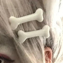 Vivid Dog Bone Hair Clips Elegant White Hair Accessories