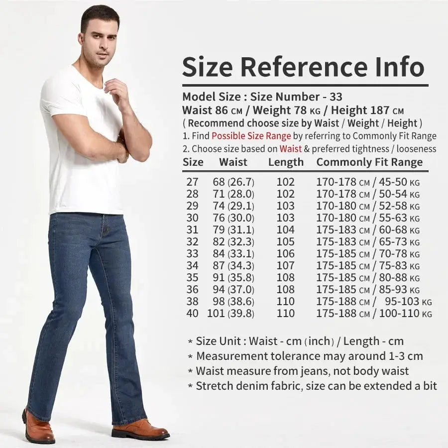 Mens Boot Cut Jeans Slim Fit Denim Pants Slightly Flared