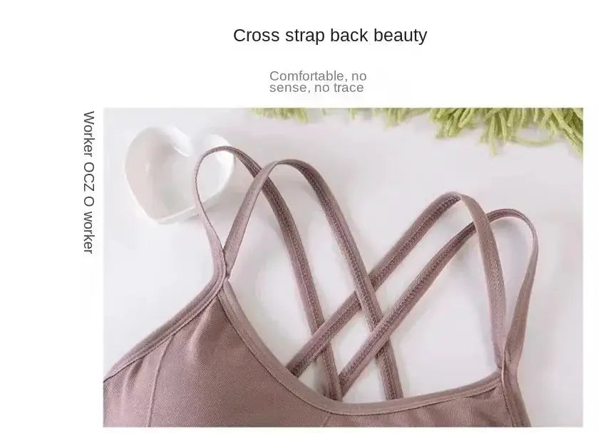 Sleek Womens Back Cross Strap Tank Top With Push Up Support
