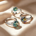 Moissanite Ring in Sterling Silver Multi
