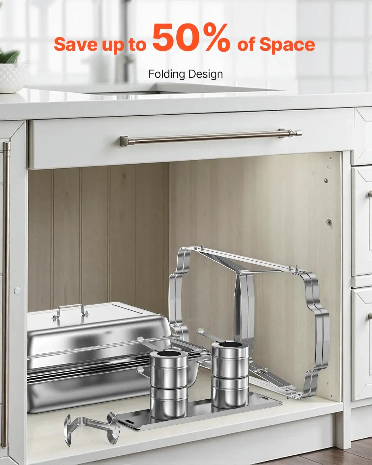 SucceBuy 8 Qt 4/6 Pack Chafing Dish Buffet Set Stainless Steel Chafer Rectangle Catering Warmer Server W/Lid Water Pan for Party