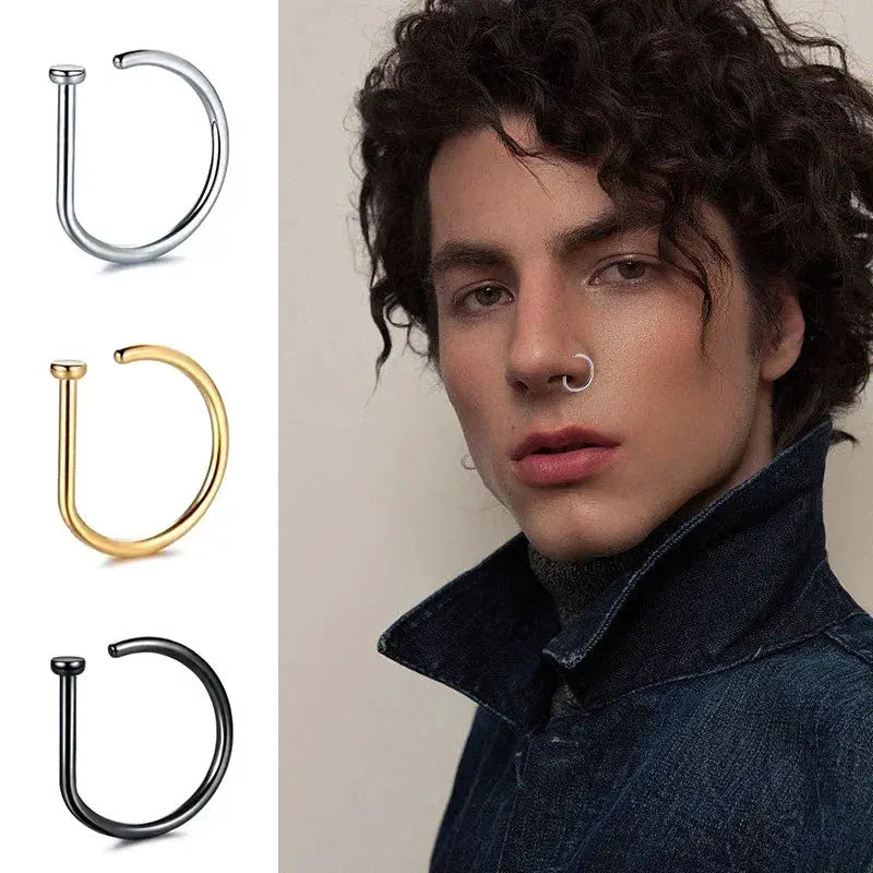 Women Fake Nose Ring Hoop Septum Non Piercing Clip