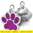 Customizable Glitter Paw Pet ID Tag for Dogs and Cats
