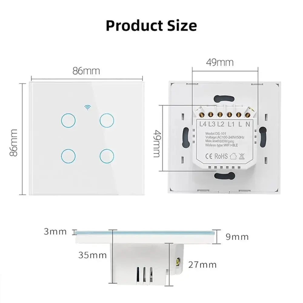 Smart WiFi Light Wall Switch With Voice Control And Timer