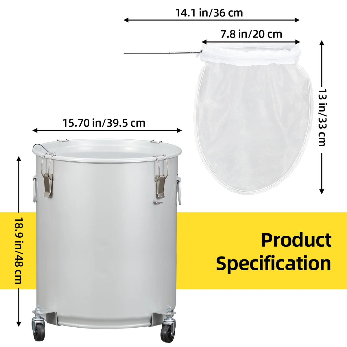 Gallon Fryer Grease Bucket, Liter Large Steel Oil Filter Pot — product view 7
