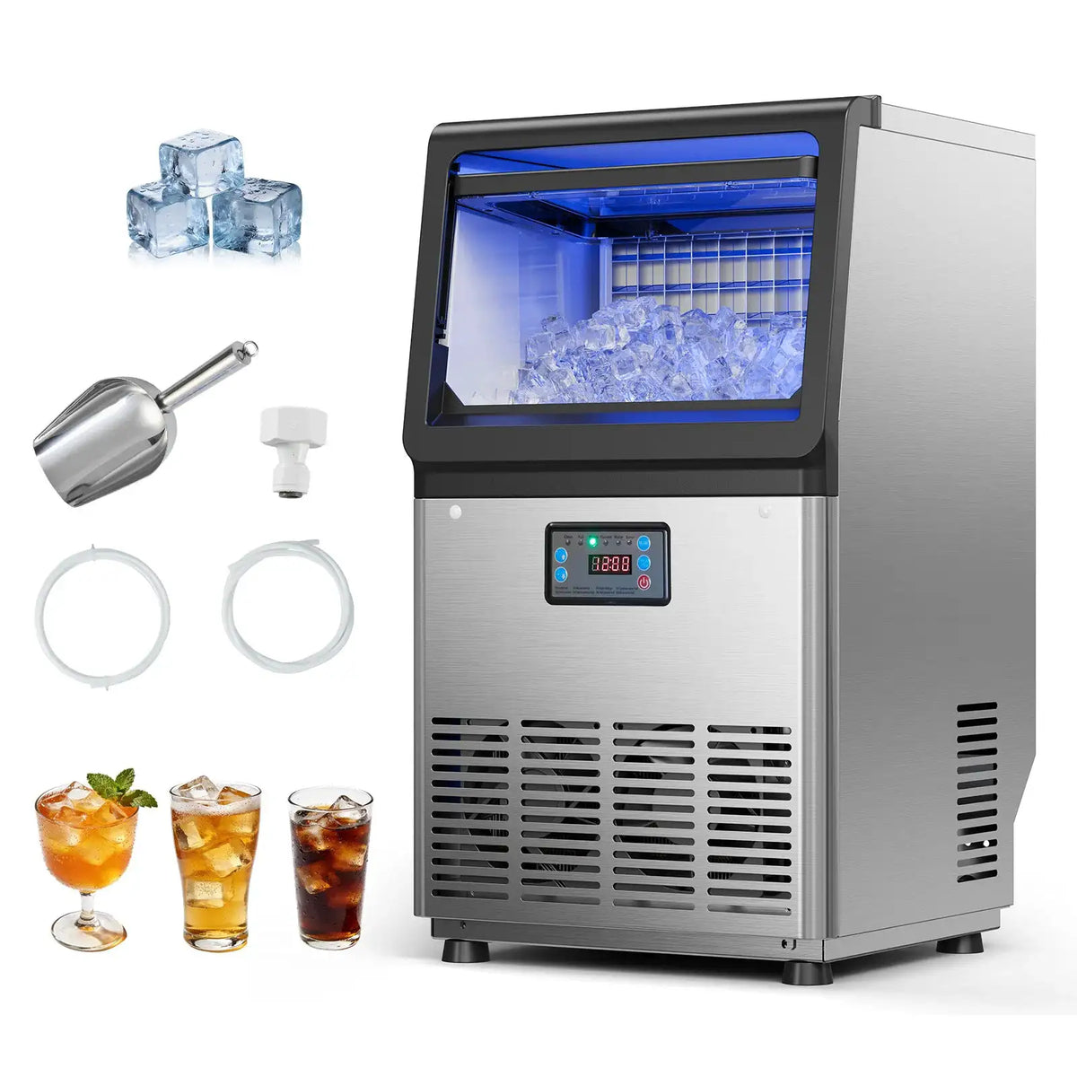SucceBuy Commercial Ice Maker Machine Stainless Steel Ice Maker — product view 1