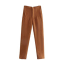 Vintage High-Waist Zipper Fly Trousers for Stylish Women