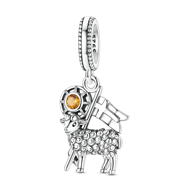 Charm Silver Animal Pendant Beaded