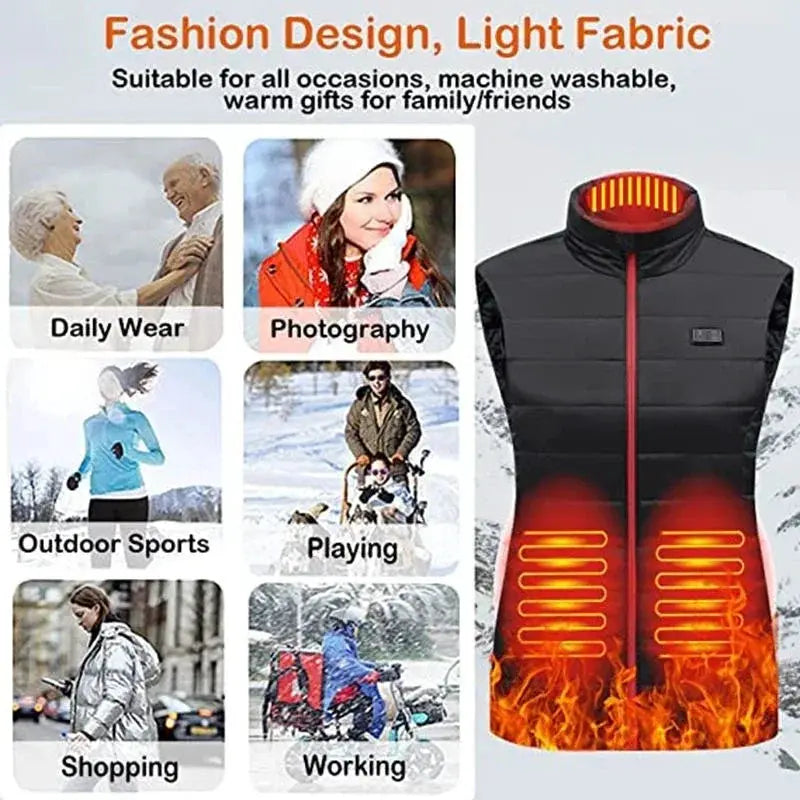 Women 9 Zone Heated Vest For Camping Outdoor Warmth