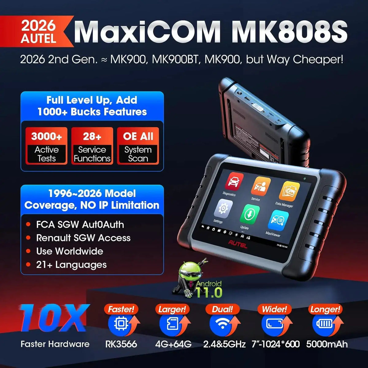 Autel MaxiCOM MK808S Automotive Scan Tool — product view 1