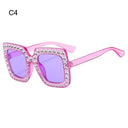 Trendy Rhinestone Kids Sunglasses with Colorful Lenses