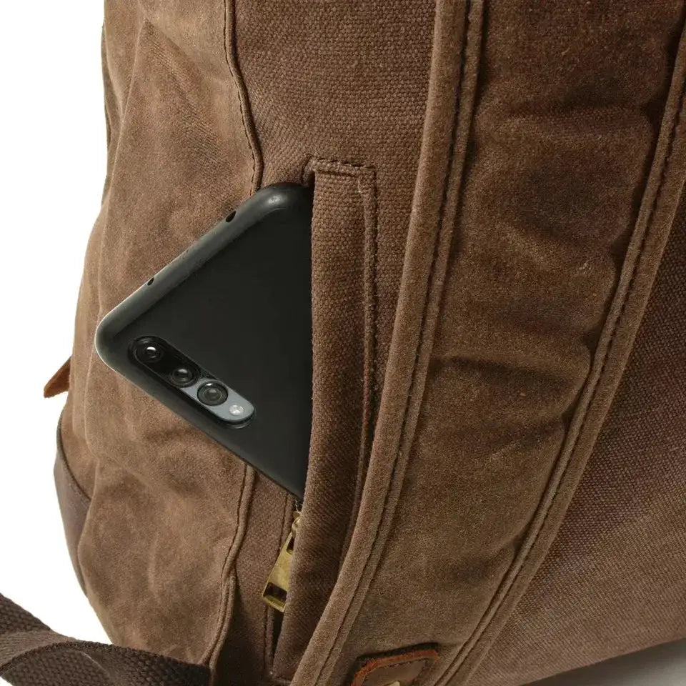 Men Waxed Canvas Backpacks Daypack Large Capacity Laptop Leather College Travel Vintage Weekend Waterproof Anti-theft Rucksack