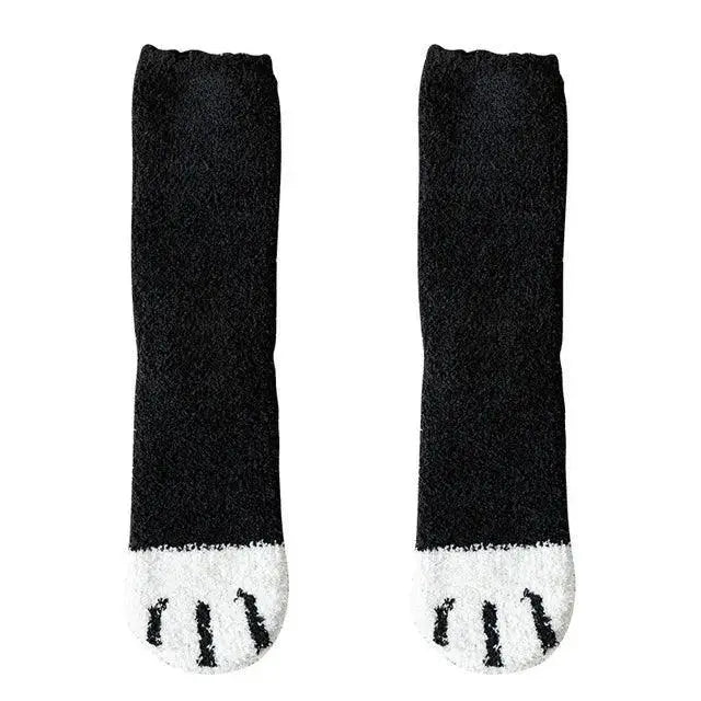 Cozy Cartoon Paw Print Fleece Socks Kawaii Comfort