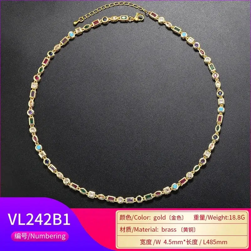 Zhukou Candy Necklace Women Cubic Zirconia Couples Jewelry