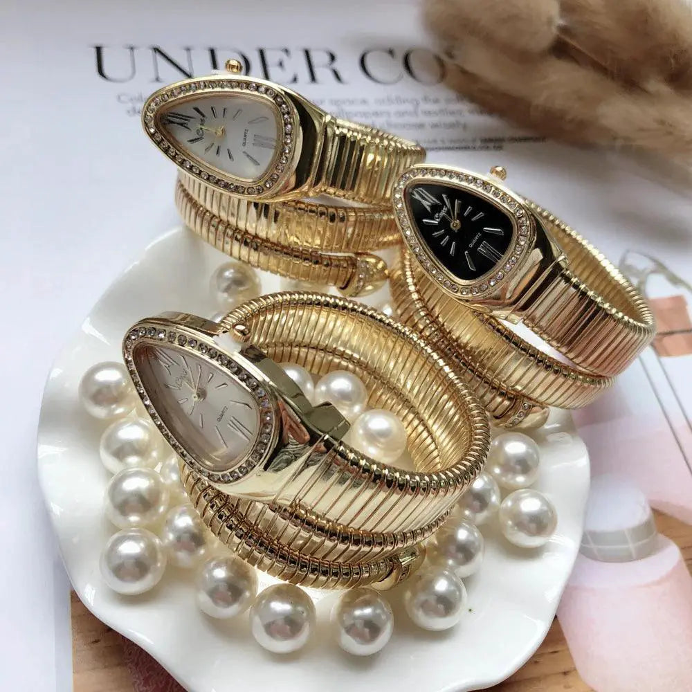 Gold Serpent Diamond Watch For Women Luxury Timepiece