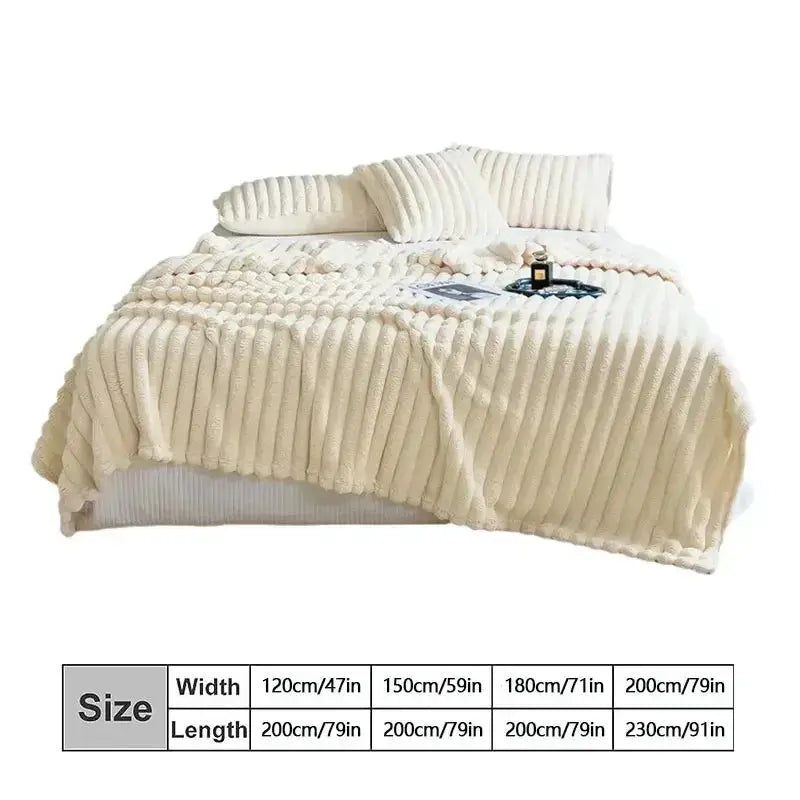 Winter Warm Cotton Striped Bedspread Throw Skin Friendly