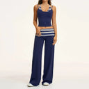 Fitness Set Women Stripes Polka Dot Capri