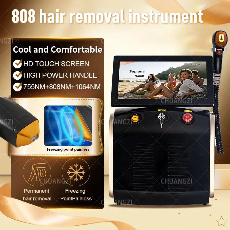 6000W Portable Ice Platinum Diode Laser Hair Removal Machine 3 Wavelengths 755 808 1064nm Painless Salon Beauty Equipment
