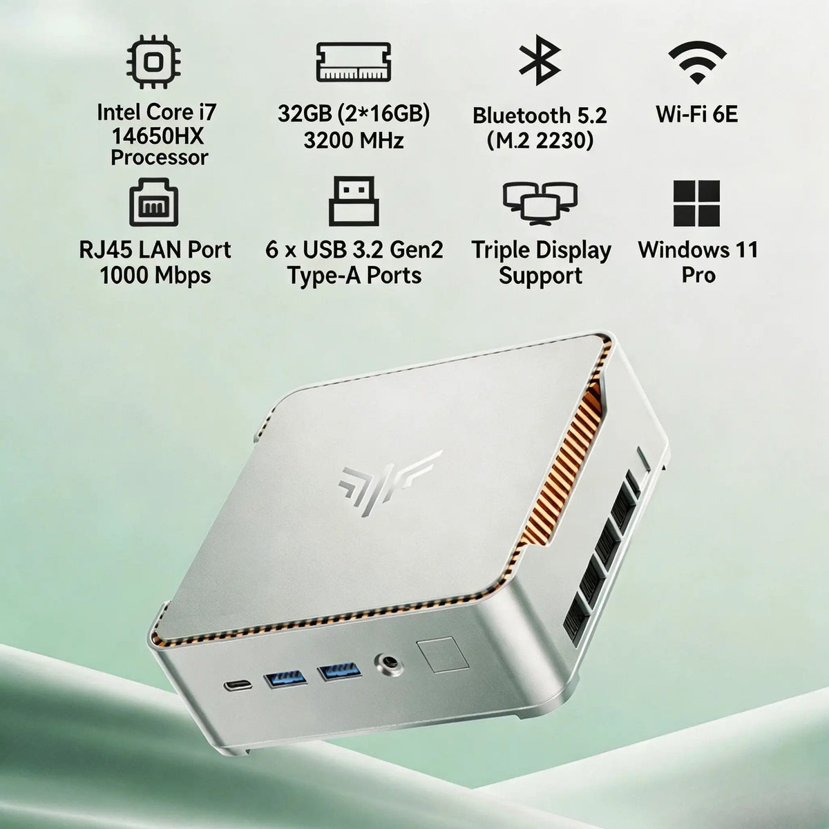 ACEMAGIC Mini PC Intel Core I7-14650HX 16C/24T up to 5.2GHz Windows 11 Pro 32GB DDR4 1TB NVMe SSD Triple 4K Display WiFi 6E BT5.