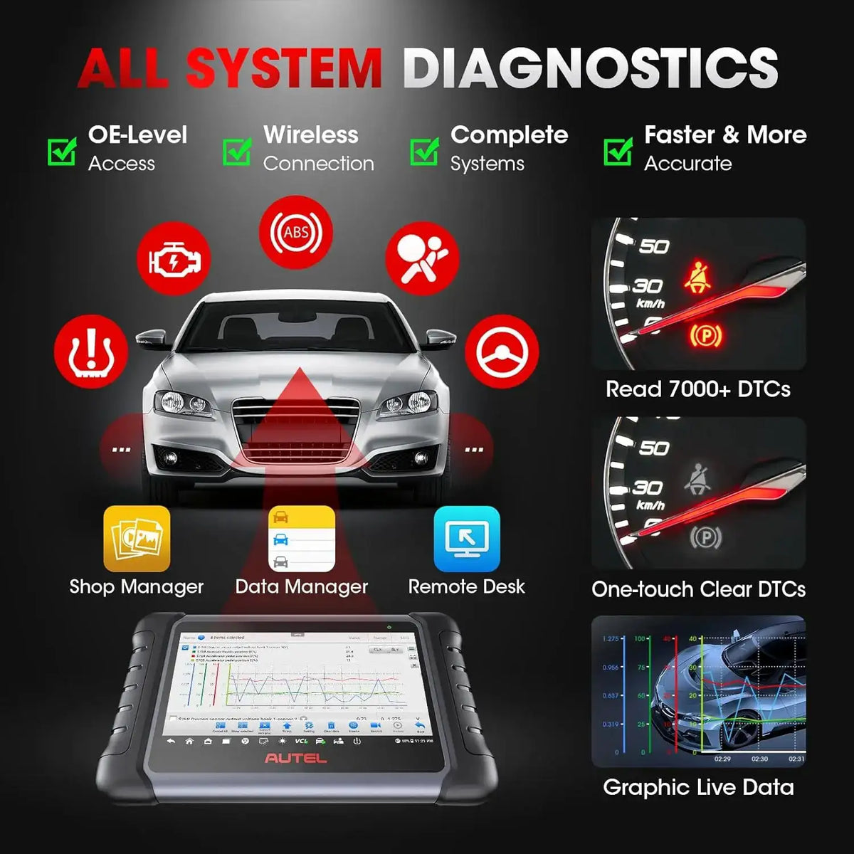 Autel MaxiCOM MK808K-BT Bluetooth OBD2 Scanner — product view 1