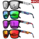 Square Sunglasses For Men Women - UV400 4 Pcs Set