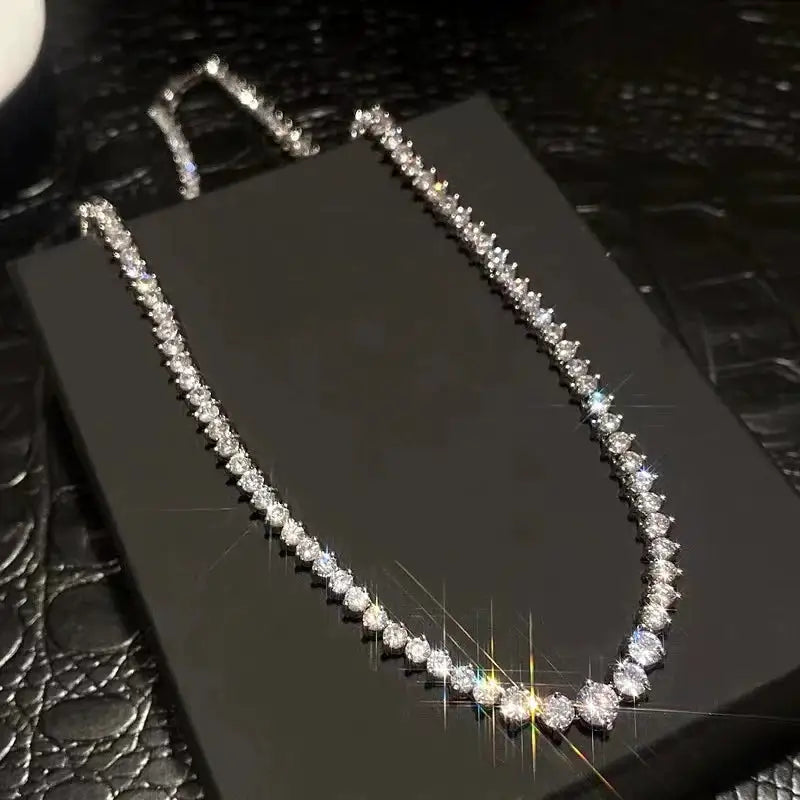LYEE CYEE 925 Silver Moissanite Necklace 4mm Casual Fashion Light Luxury Women's Senior Gift with Certificate Authentication