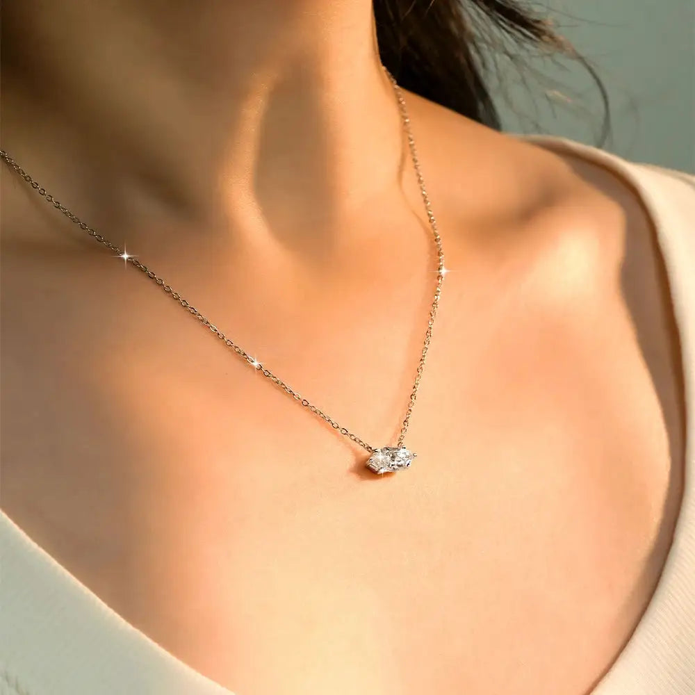 Gold Moissanite Solitaire Necklace — product image 8