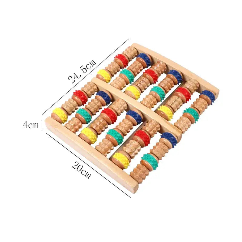 1pc 6 Rows Wood Foot Massage Roller Acupressure Trigger Point Relax Pain Stress Relief Shiatsu Roller Feet Massager Care Tools