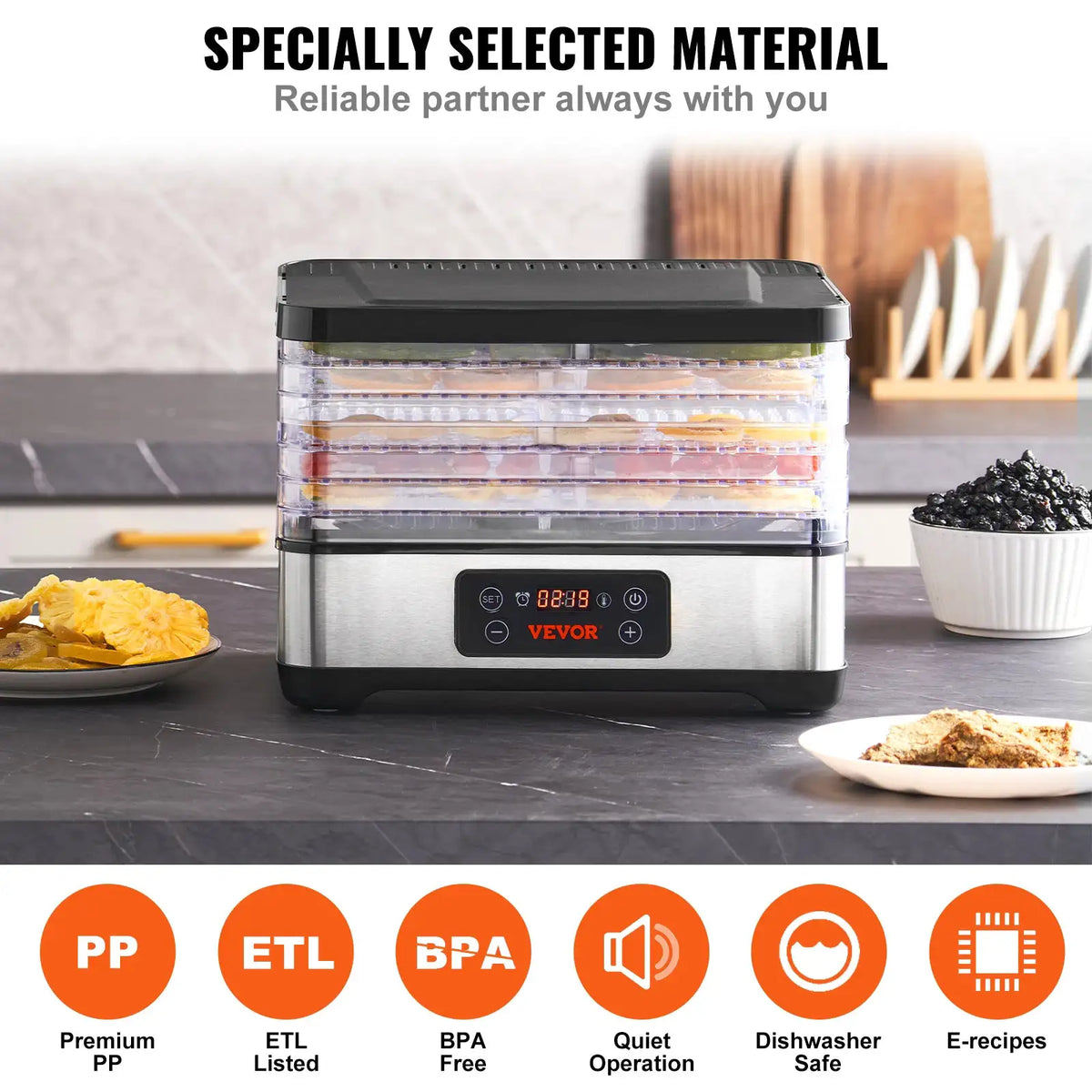 SucceBuy Tray Food Dehydrator Machine Stainless Steel Electric — product view 4