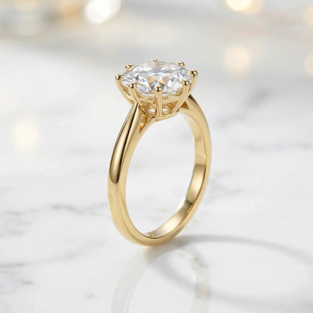 Round Moissanite Ring in Sterling Silver Couple — product view 5