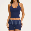 Fitness Set Women Stripes Polka Dot Capri