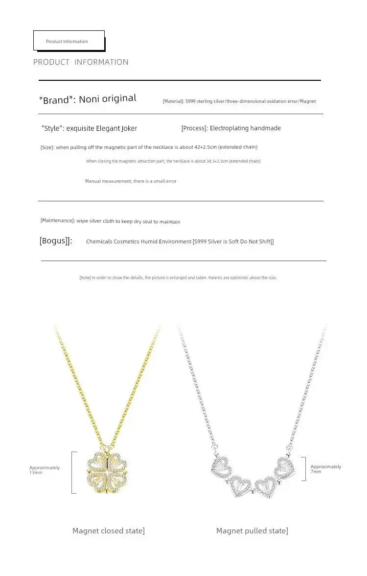 Four Leaf Clover Love Necklace Women Sterling Silver - OurLum.com