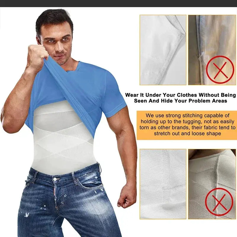 Men Slimming Compression Undershirt Body Shaper Vest 3XL
