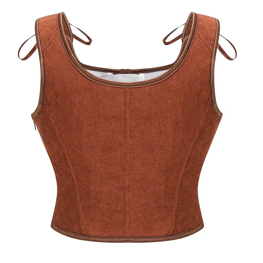 Vintage Gothic Lace Up Corset Tank Top For Women Elegant