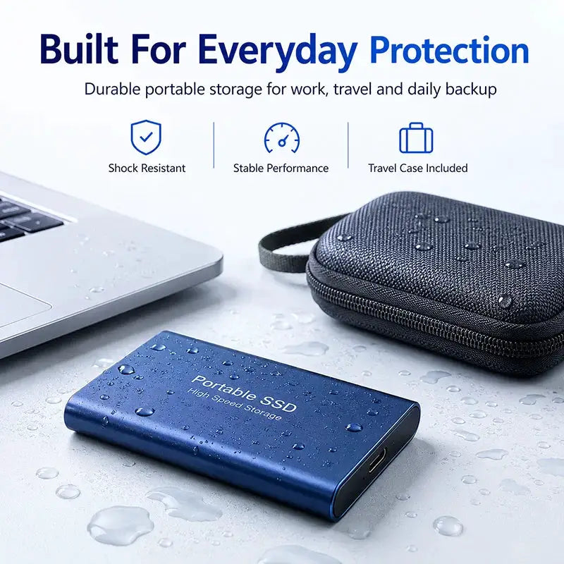 1TB Portable SSD 2TB External Hard Drive USB 3.1 High Speed Mobile Data Storage for Laptop Mac PC Compact Durable Use