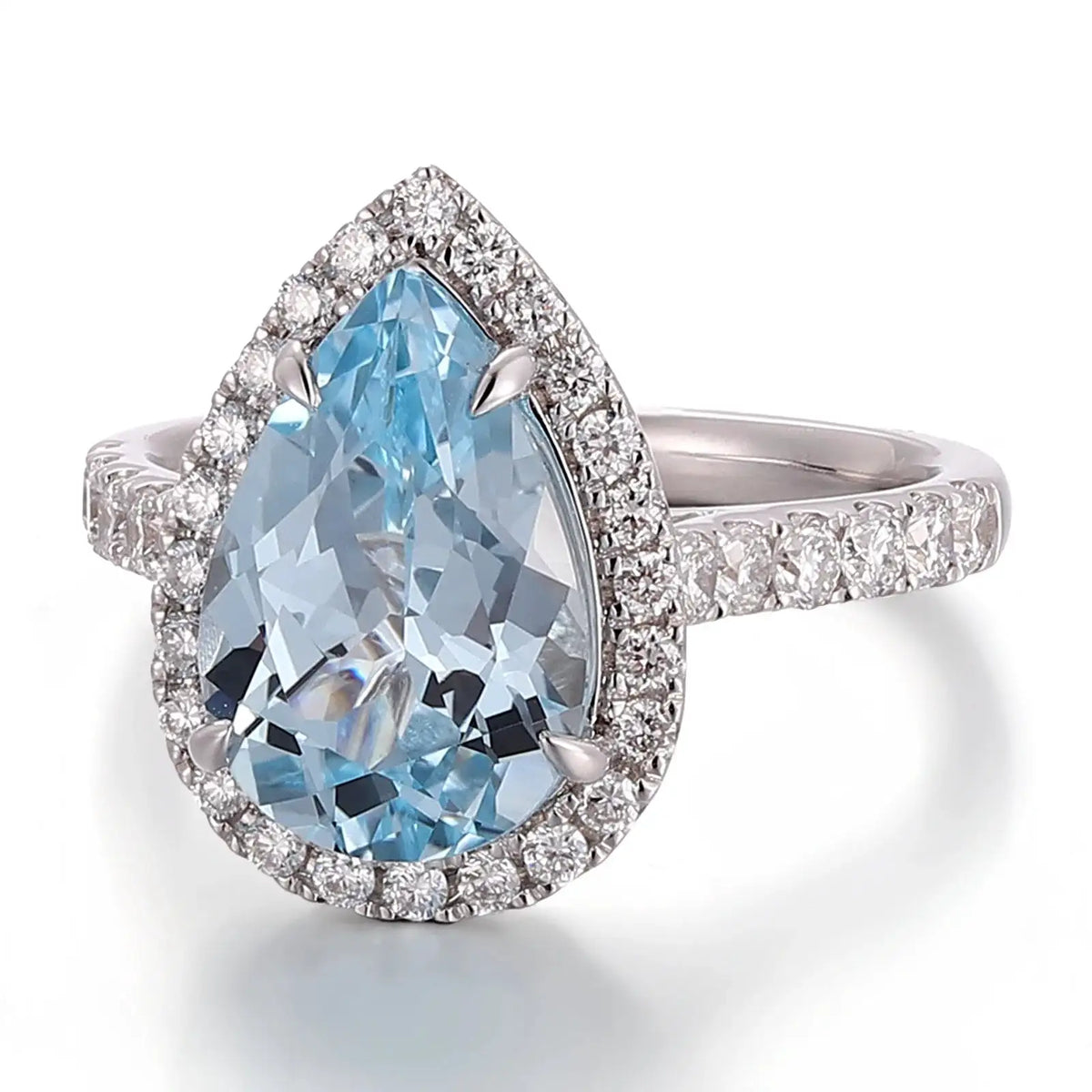 Sterling Silver Silver Blue Gem Droplet Ring Women — product image 2