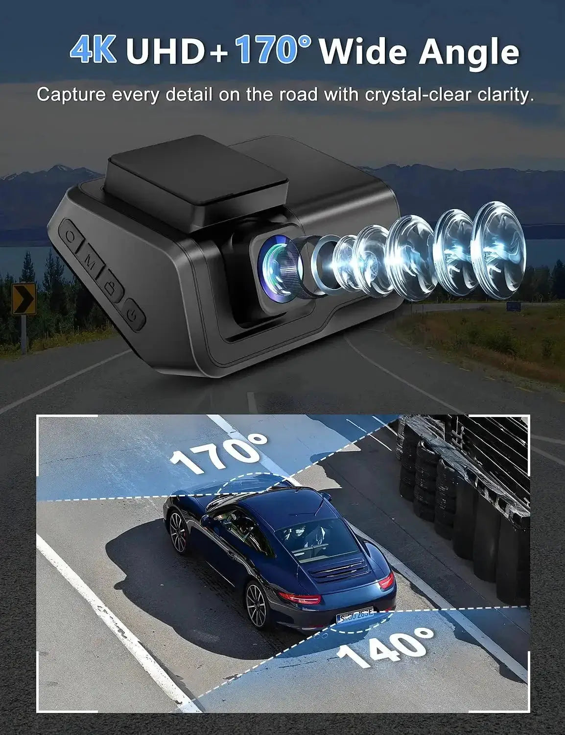 Hook Your Drive Kocam 4K UHD Dash Cam Dual Lens Night Vision Parking Monitor - stepyours.com