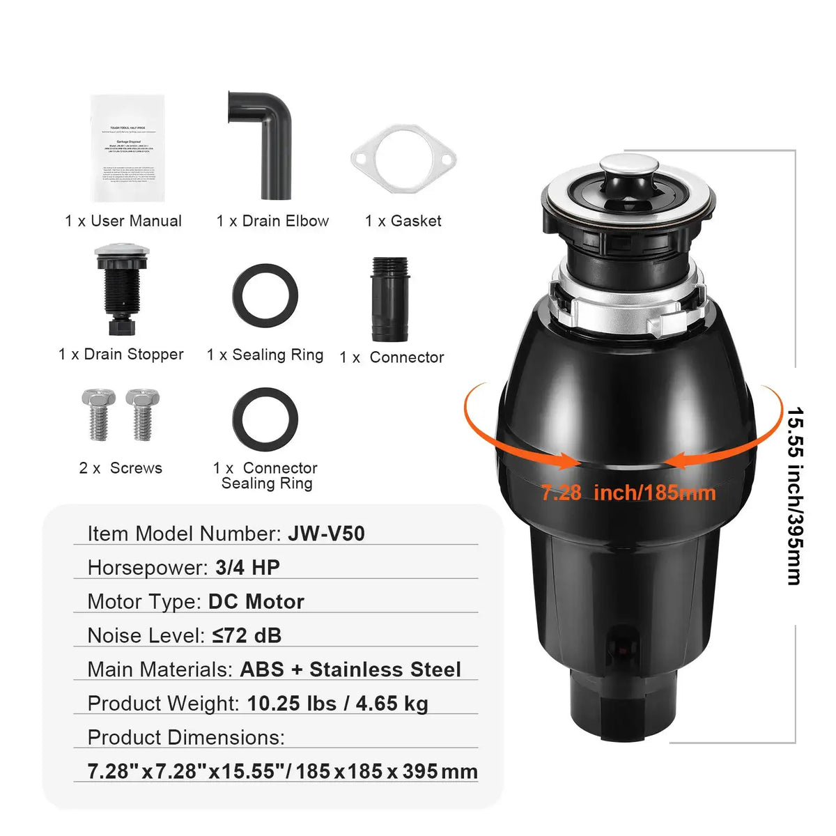 SucceBuy Garbage Disposal Continuous Feed Food Waste Disposer EZ — product view 9