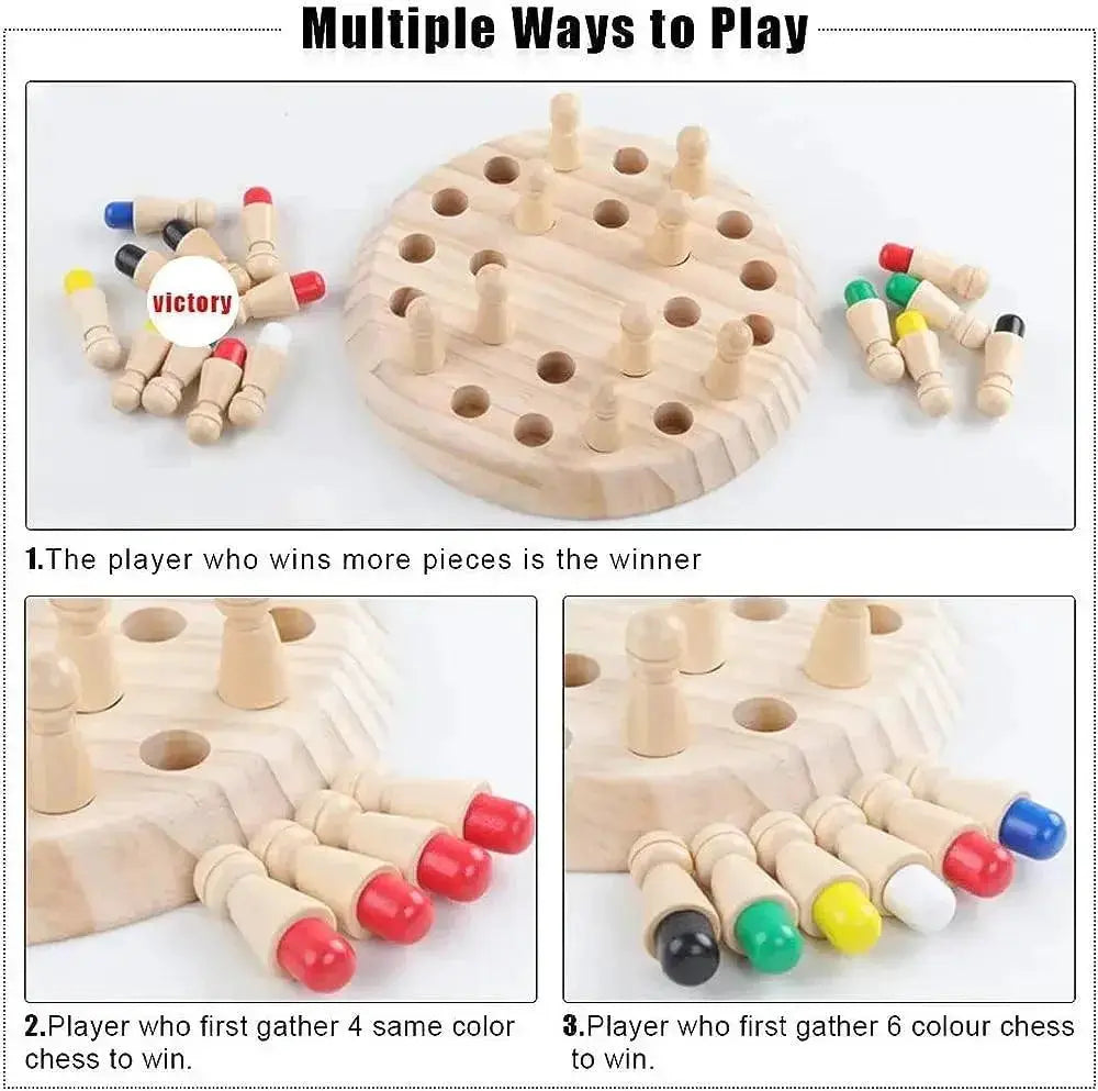 Wooden Memory Match Chess Game Educational Toy For All Ages