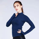 Long Sleeve Sports Jacket Women Zip Fitness Yoga Top