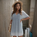 Summer New V-neck Amazon Elastic Band Dress for Women