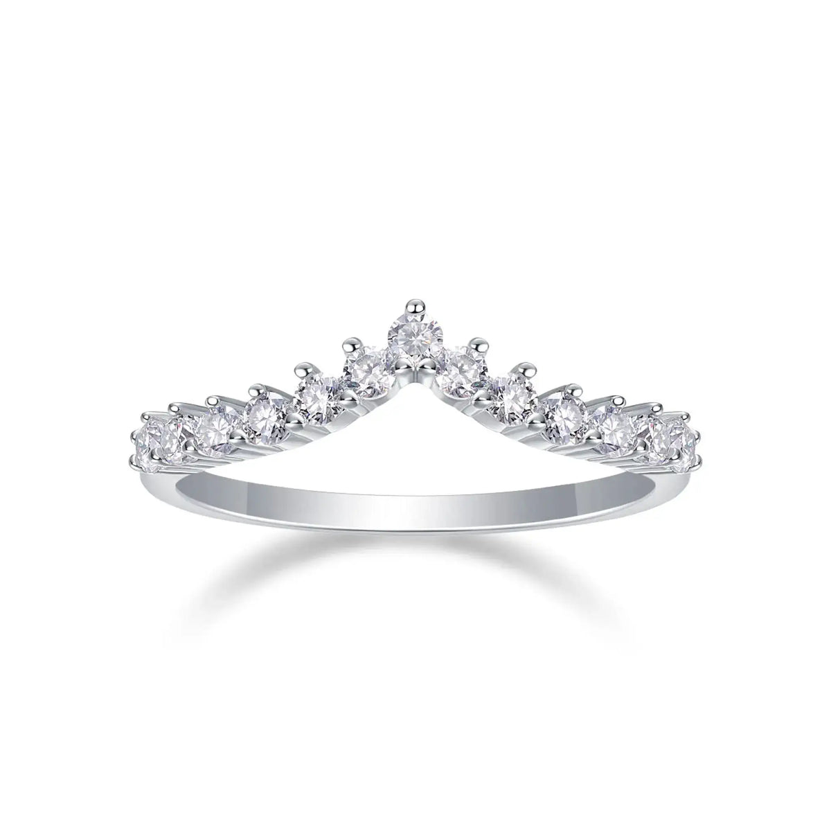 V Shape Crown Moissanite Stackable Ring — product image 4