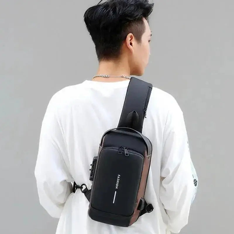 Anti Theft Chest Bag Crossbody USB Port Waterproof