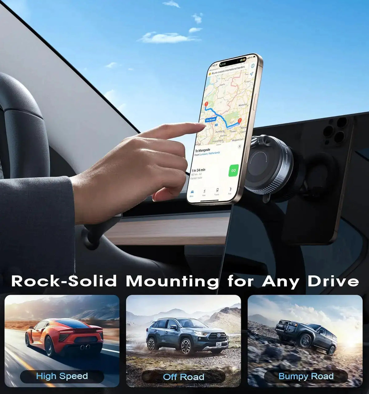 Folding Strong Magnet Magnetic Phone Holder 360° Rotation Desk Car Vacuum Suction Windshield Dashboard Mobile Holder