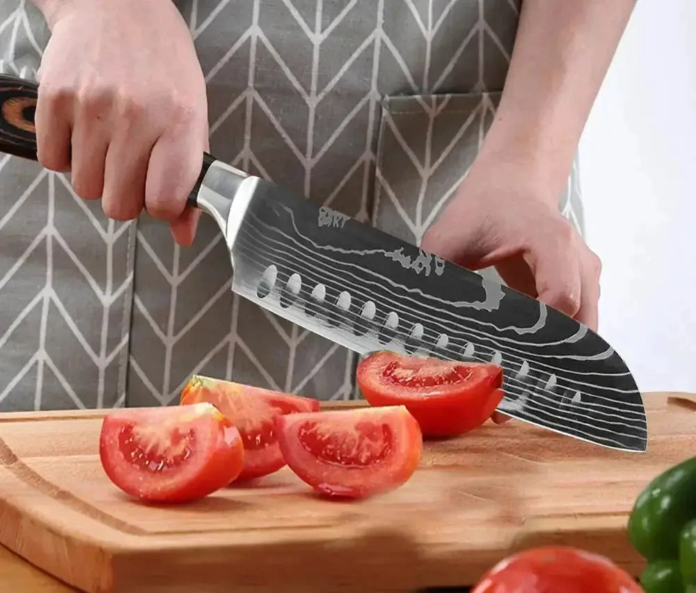 Japanese Santoku Kitchen Knife Set High Carbon Steel Knives - OurLum.com