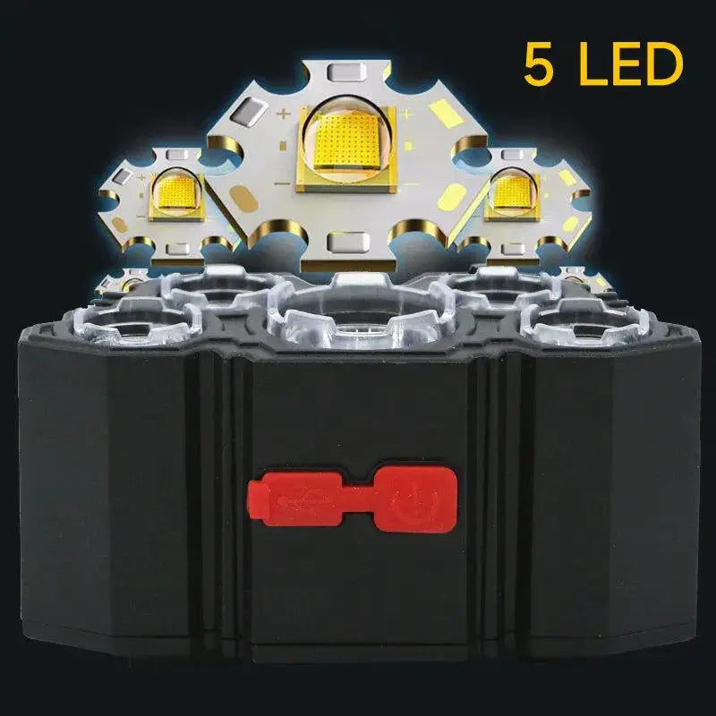 5 LED Rechargeable Flashlight With Built In Battery