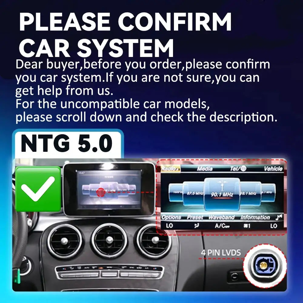 BONROAD For NTG 5.0 Wireless CarPlay Box Adapter Android Auto Module For Mercedes Benz For C GLC W205 A CLA GLA B E GLE CLS Class With Bluetooth Mirroring Airplay Autolink