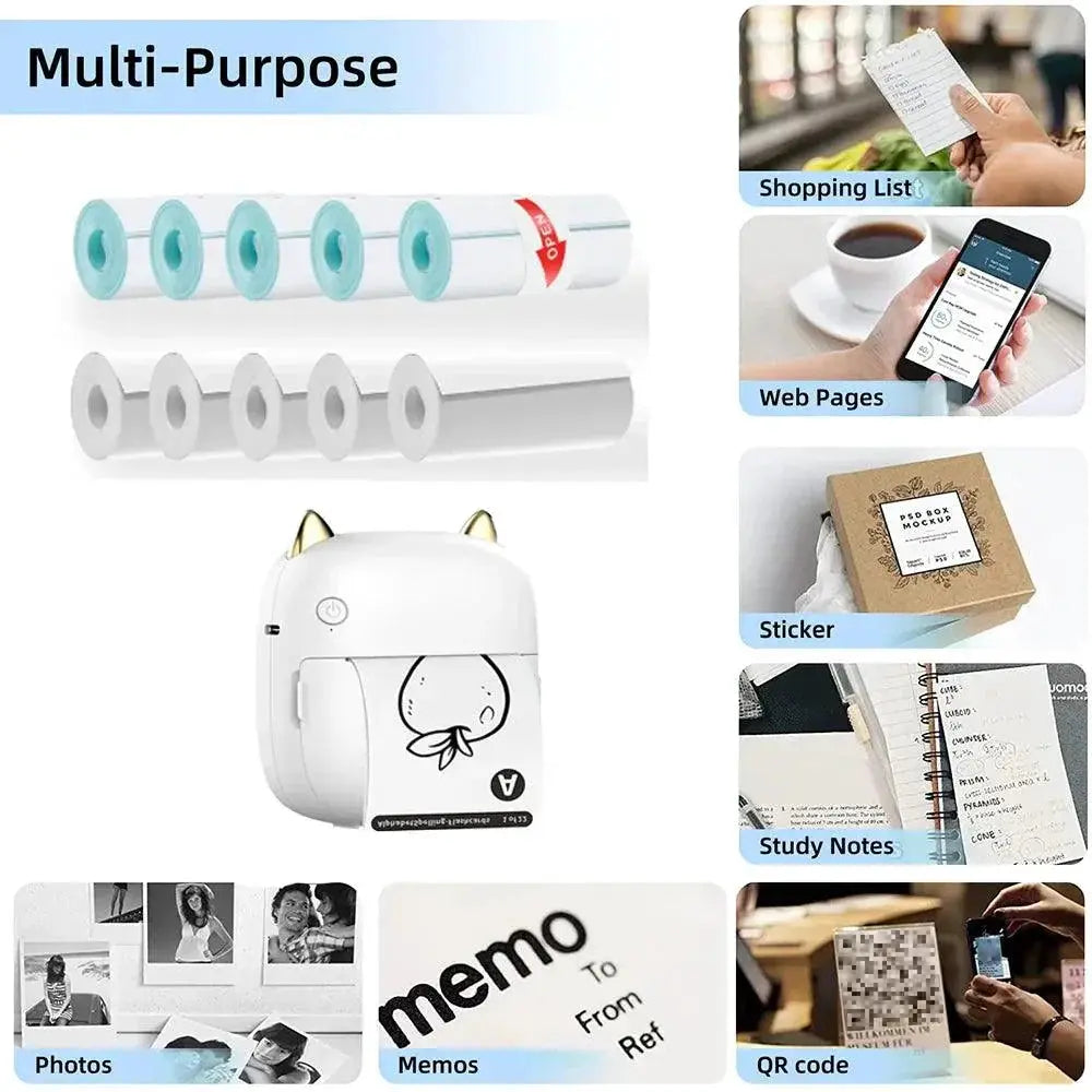 Mini Wireless Pocket Label Printer Bluetooth Sticker Paper