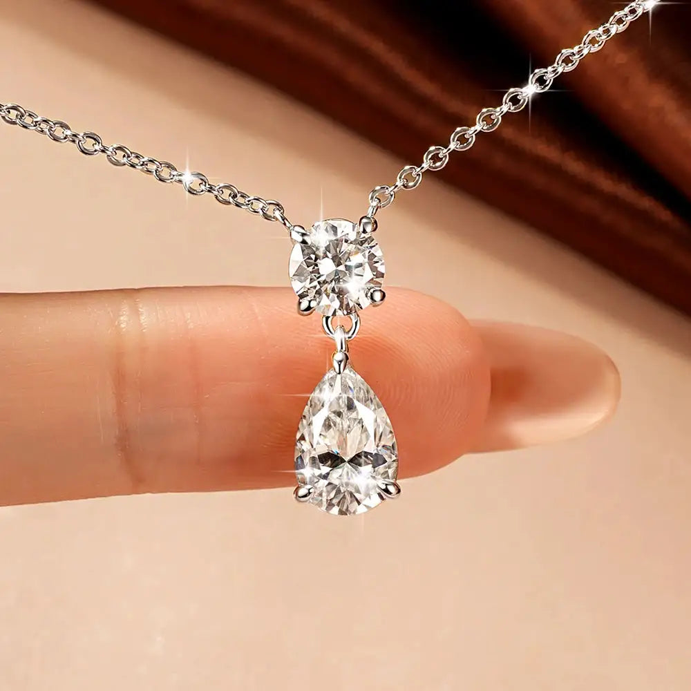 Pear Teardrop Moissanite Necklace Women — product image 3