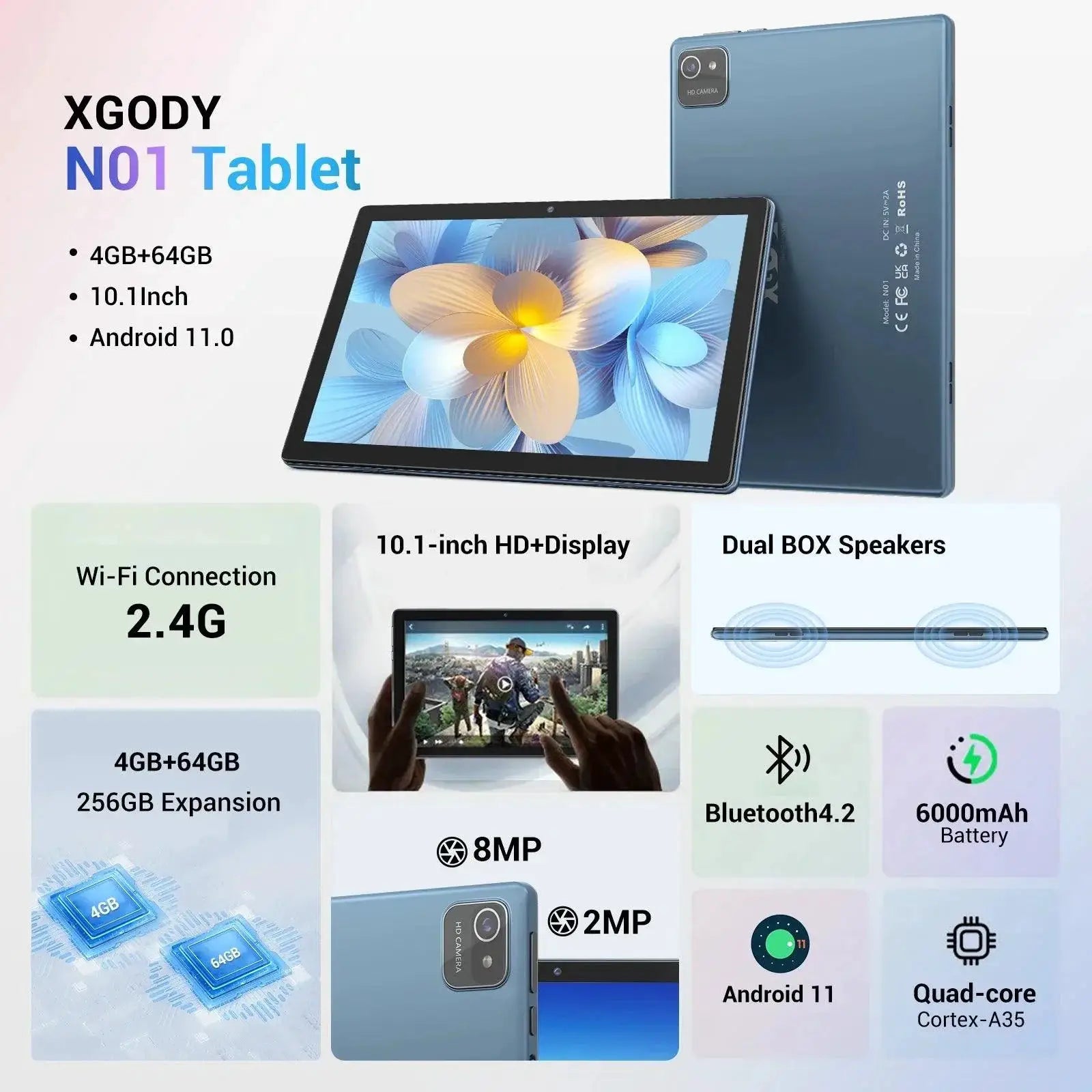 10 Inch Android Tablet 4GB RAM 64GB Storage Model Pro